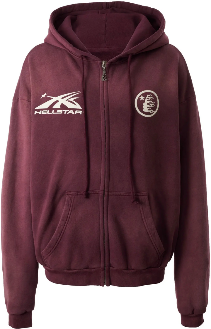 Hellstar Sports 'Burgundy' Zip-Up Hoodie