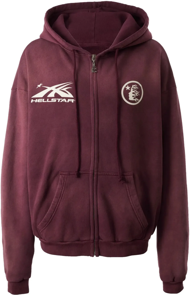 Hellstar Sports 'Burgundy' Zip-Up Hoodie