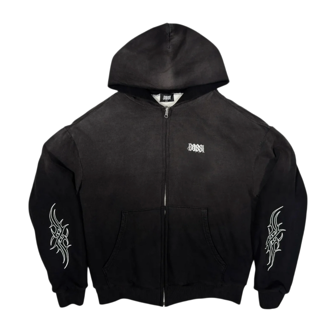 Bossi 'Black/White' Reversible Thermal Lined Zip Up Hoodie