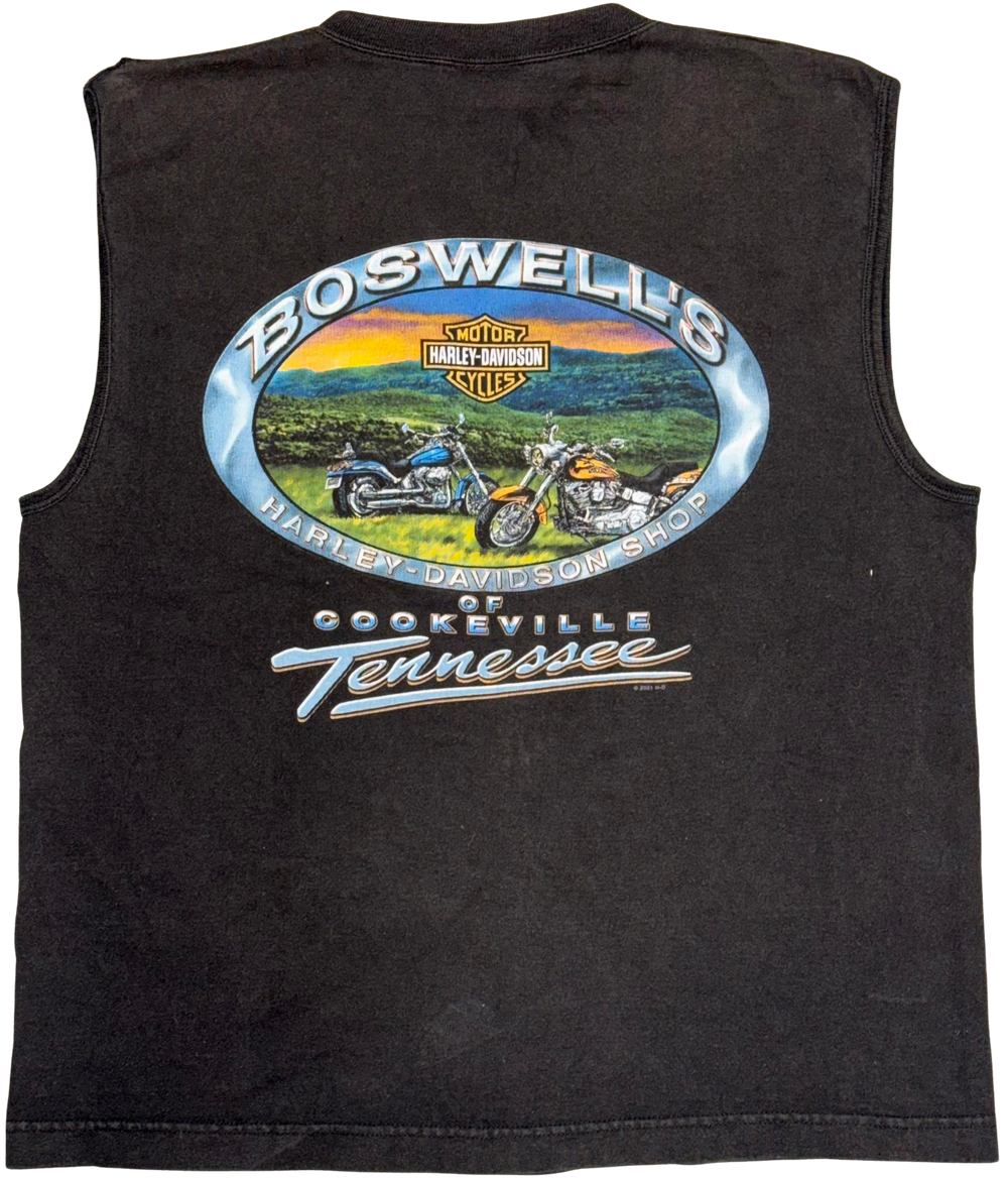 Harley Davidson 'Boswell' Black Vintage Cutoff Tee