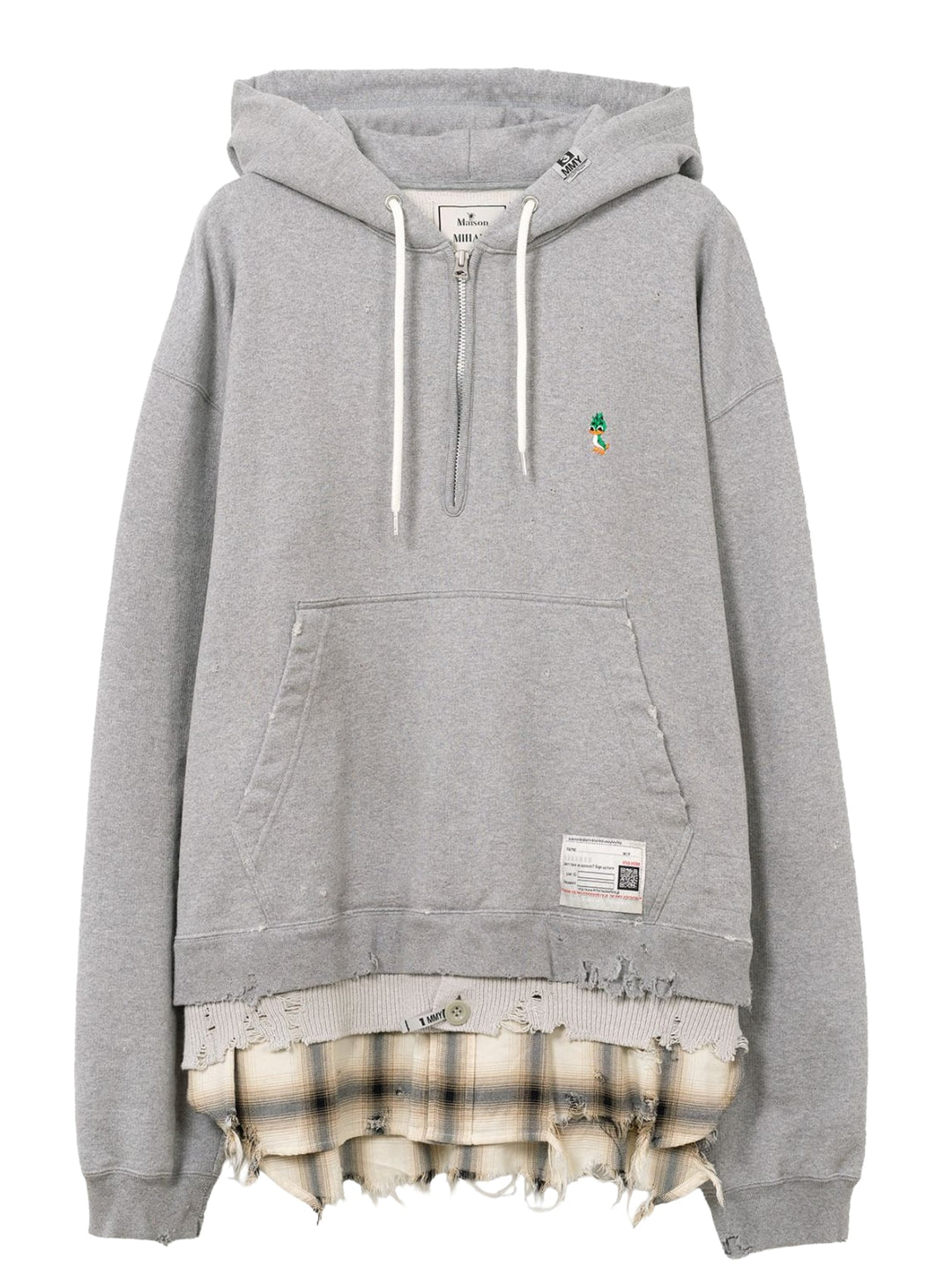 Maison Mihara Yasuhiro 'Grey' Triple Layered Half Zip Hoodie