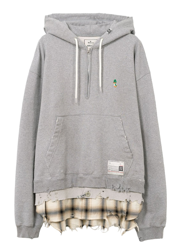 Maison Mihara Yasuhiro 'Grey' Triple Layered Half Zip Hoodie