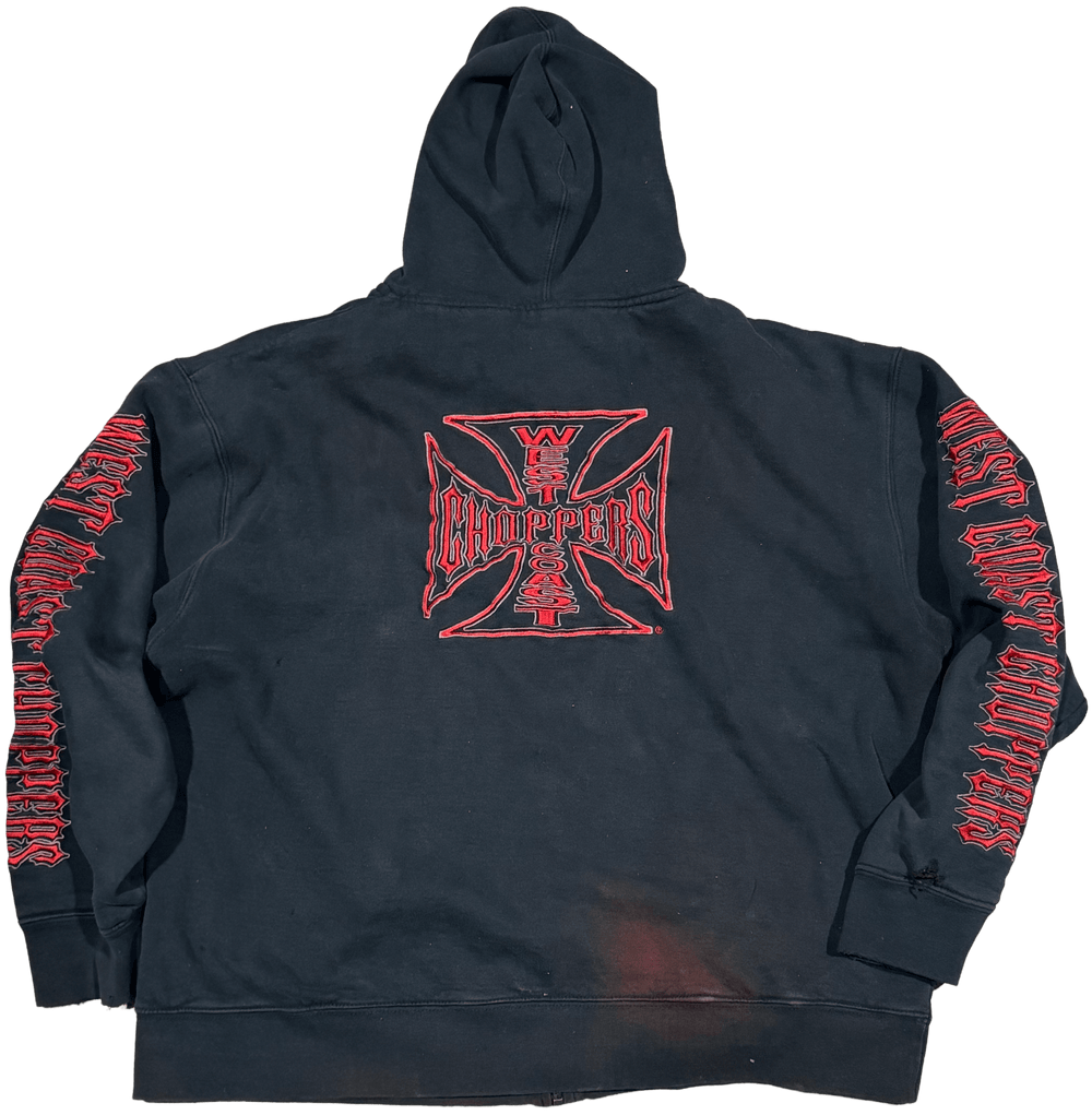 West Coast Choppers 'Red Thermal' Faded Vintage Zip Up Hoodie