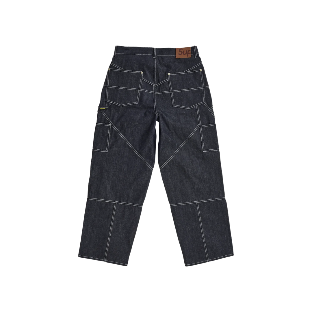Supreme Contrast Stitch Double Knee Painter Jean Rigid Indigo