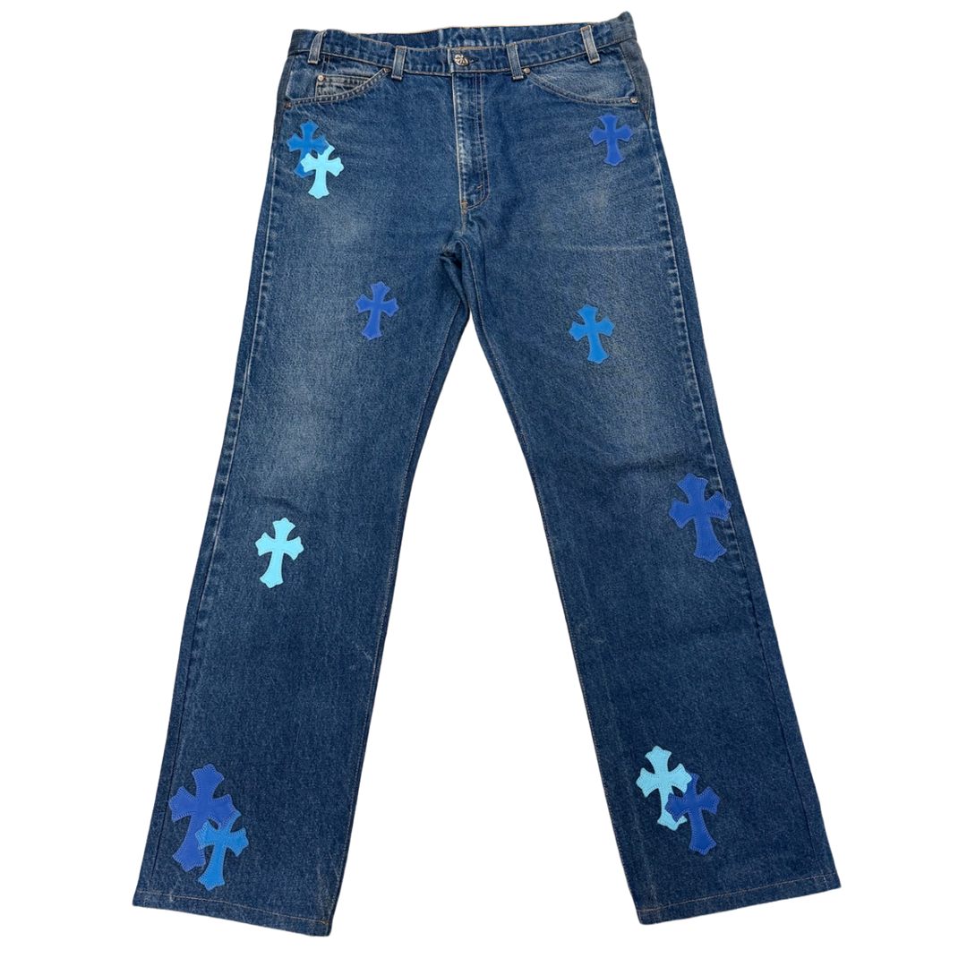Chrome Hearts 'Blue Cross Patch' Levi's 517 Jeans