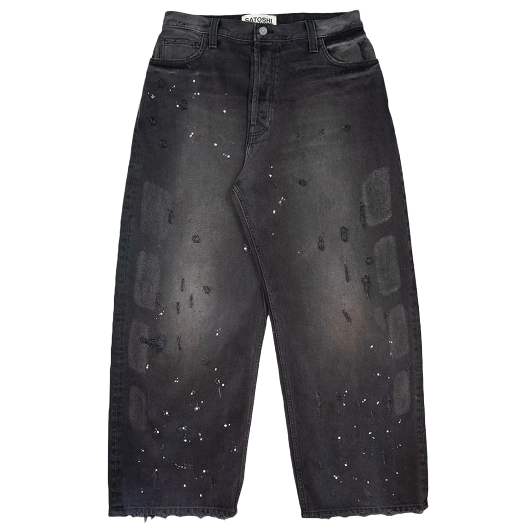 Satoshi Nakamoto 'Washed Black' Baggy Moto Jeans
