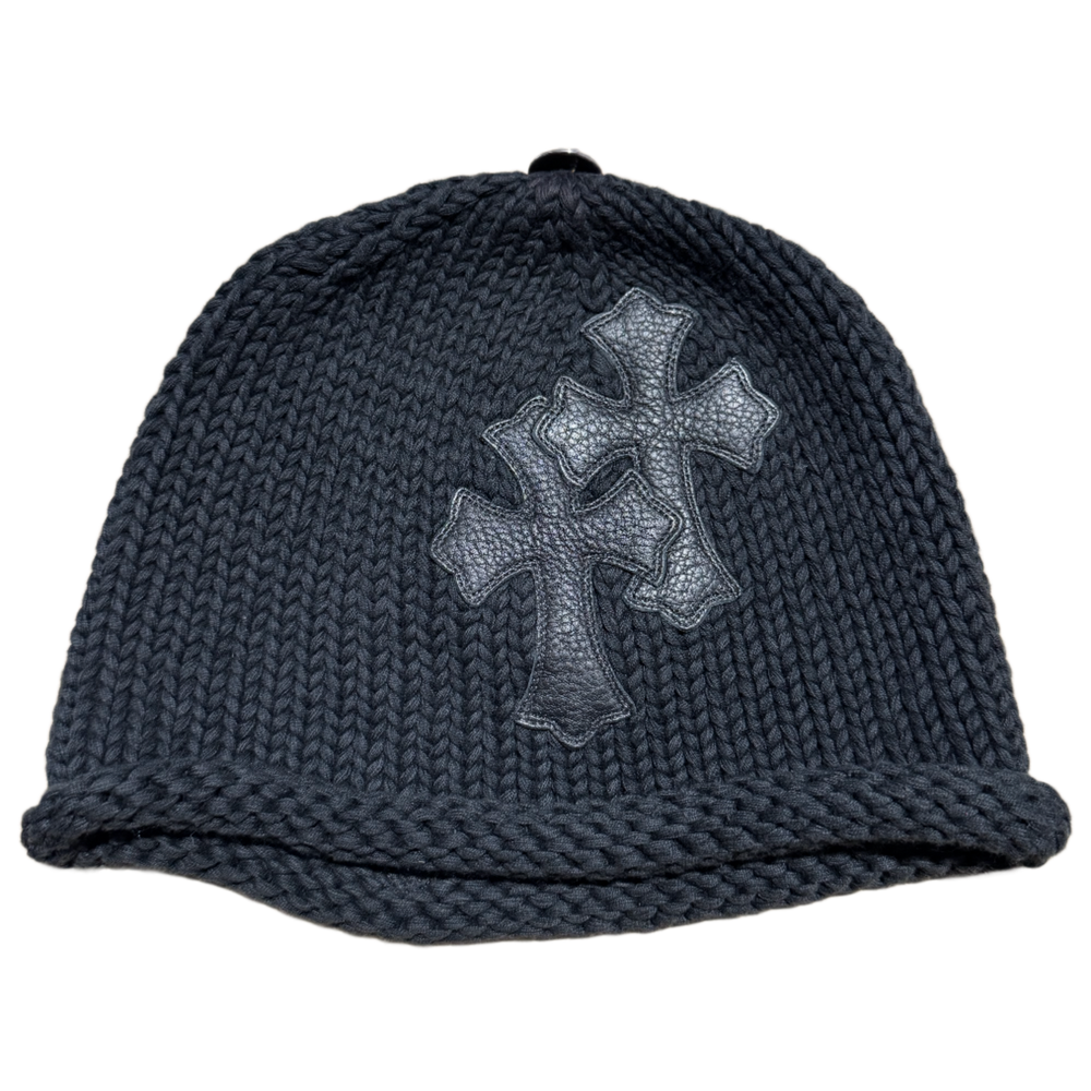 Chrome Hearts Silver Cross Double Cross Patch Knit Beanie