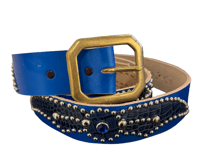 Studded 'Blue Scale Spider Gem' Blue Belt
