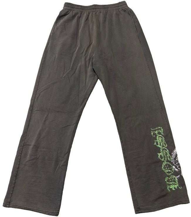 Bossi 'Green/White Mohawk Skull' Rhinestone Sweatpants