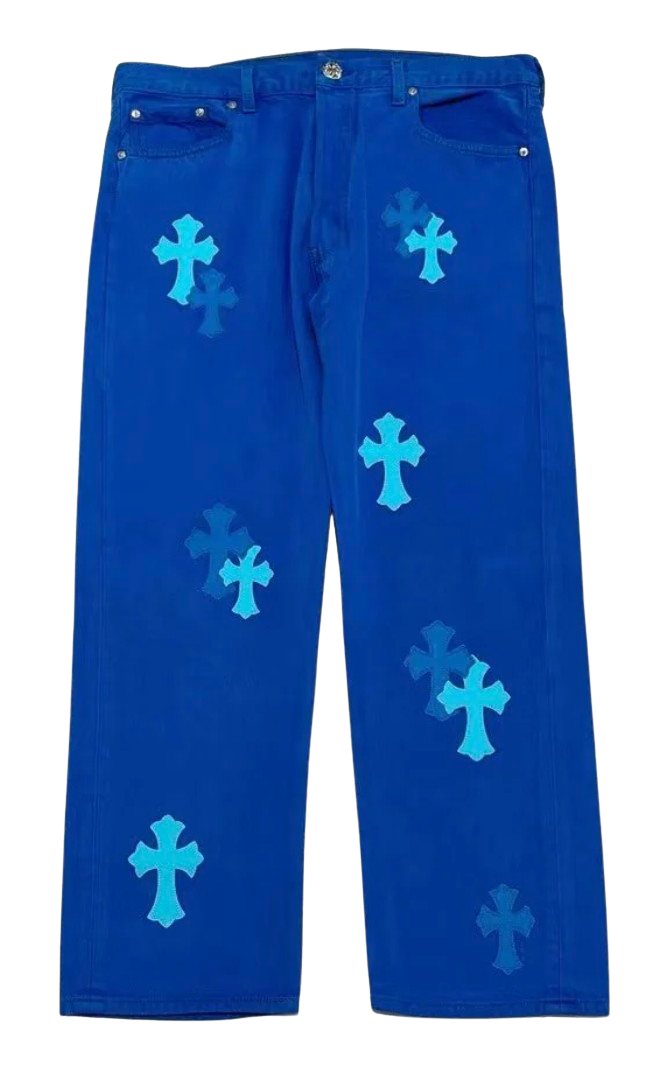 Chrome Hearts 'London Exclusive Blue Cross Patch' Jeans