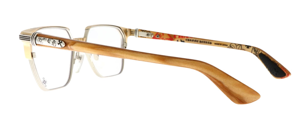 Chrome Hearts 'Blazin' Brown Wood Matte Gold Glasses