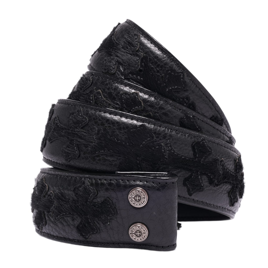 Chrome Hearts 'Pony Patch' Black Belt Strap