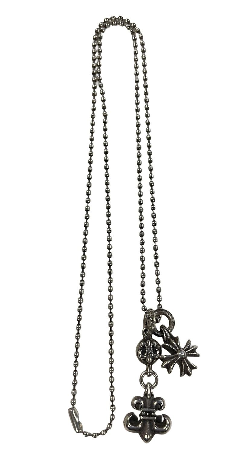 Chrome Hearts 'Fleur Plus Cross' Silver Pendant Necklace