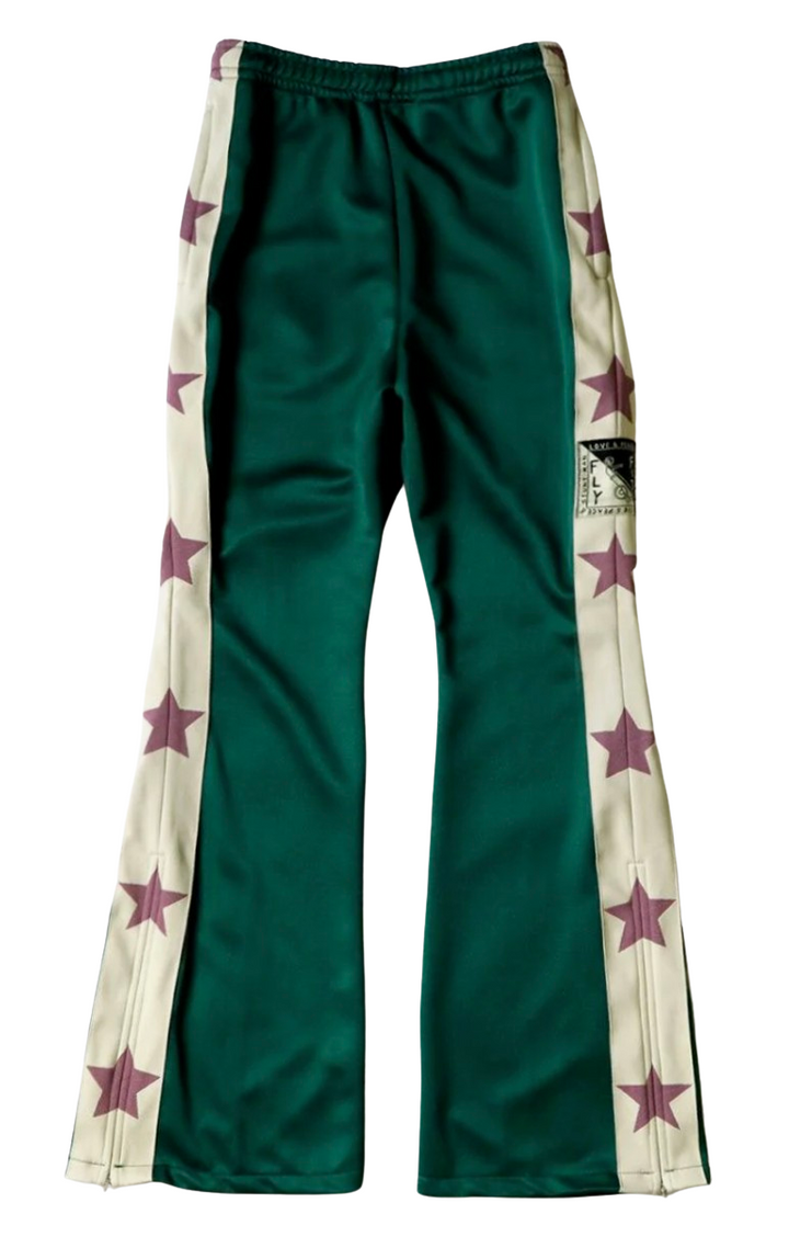 Kapital 'Stuntman & Woman' Green Flared Track Pants