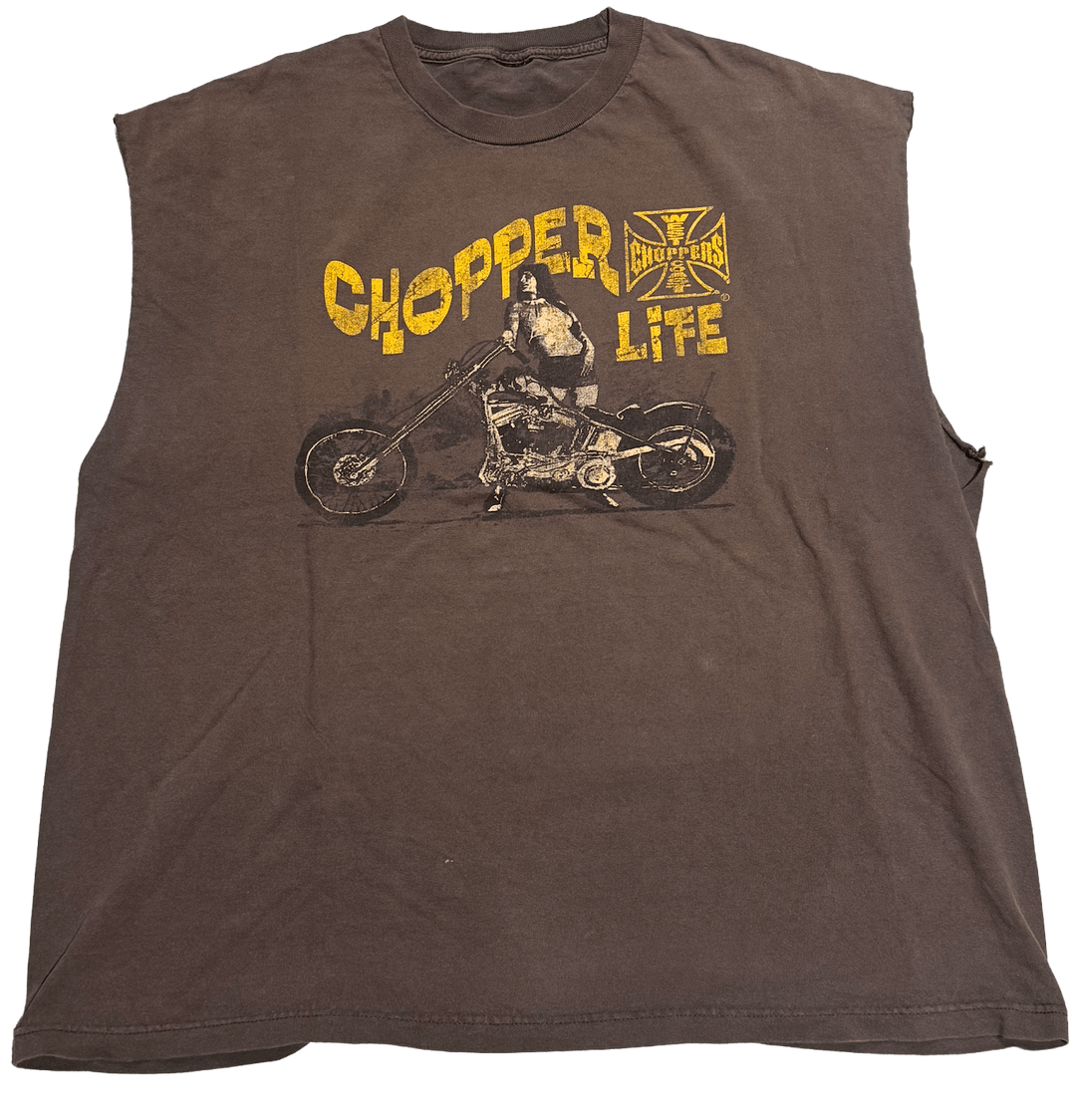 West Coast Choppers  'Chopper Life' Vintage Cut Off Brown Tee