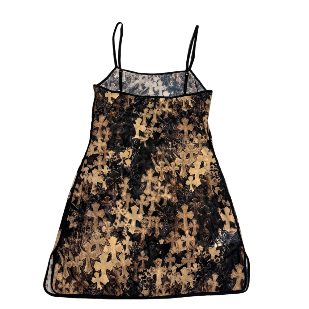 Chrome Hearts 'Cross Print' Womens Mesh Mini Dress