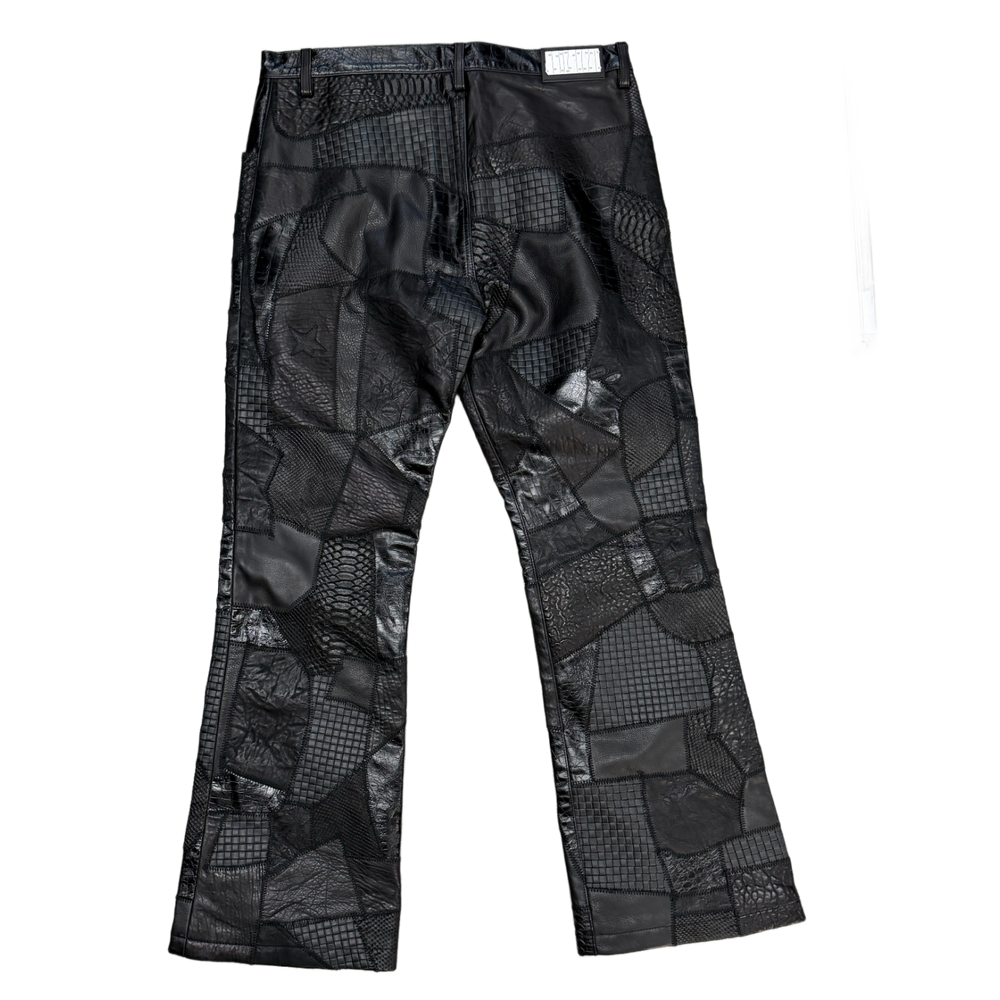 Earthling VIP 'Black Patches' Leather Flare Pants