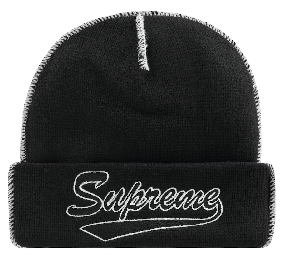 Supreme 'Contrast Stitch' Black Beanie
