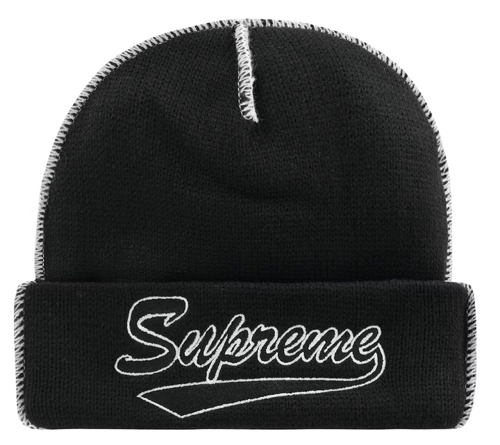 Supreme 'Contrast Stitch' Black Beanie