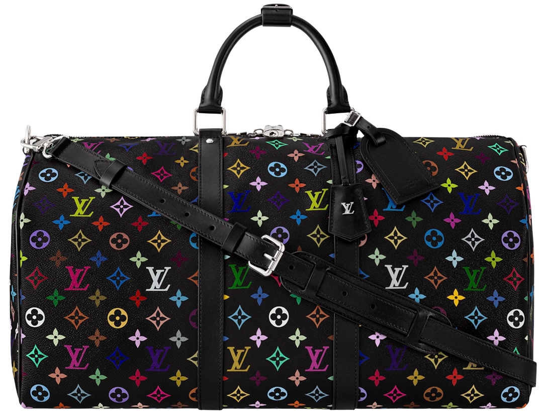 Louis Vuitton x Takashi Murakami 'Rainbow Monogram' Black 50 Keepall Duffle