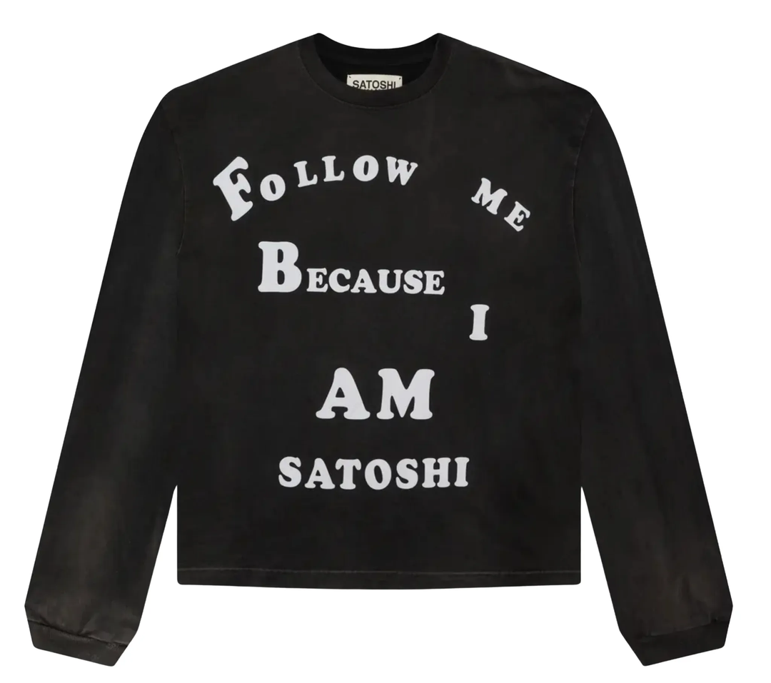Satoshi Nakamoto 'Follow Me' Longsleeve Black Tee