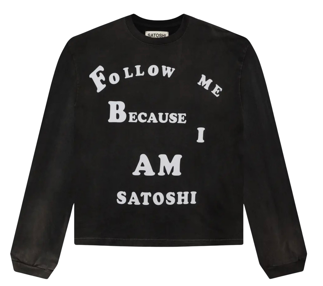 Satoshi Nakamoto 'Follow Me' Longsleeve Black Tee