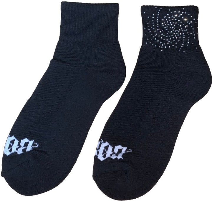 Bossi 'Silver Swirl' Rhinestone Black Socks