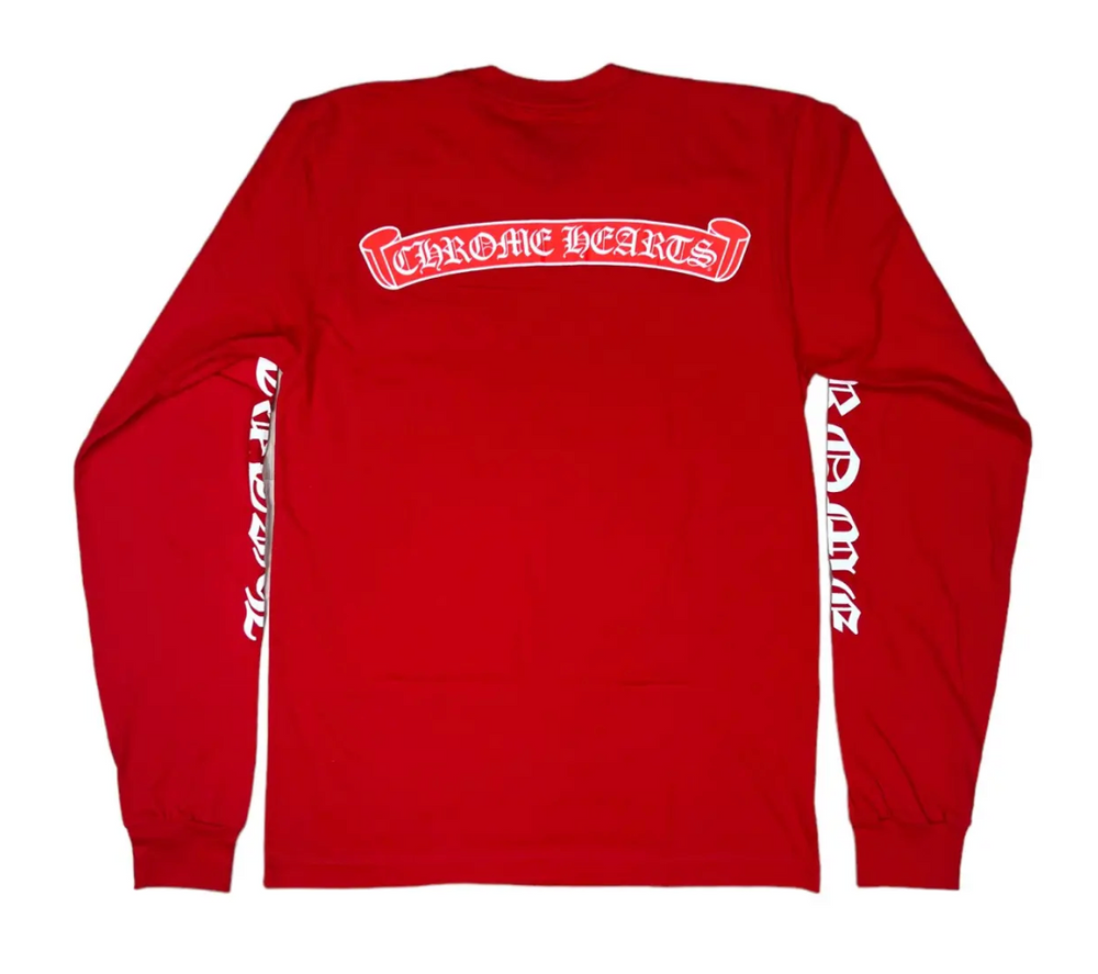 Chrome Hearts 'Scroll Logo' Red Longsleeve Tee