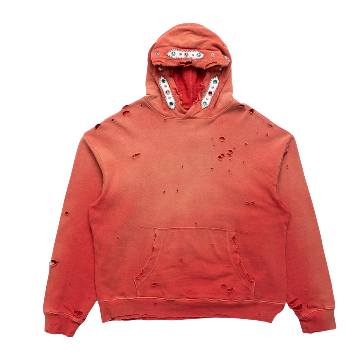 Kapital Thriller Damaged 'Red' Studded Hoodie