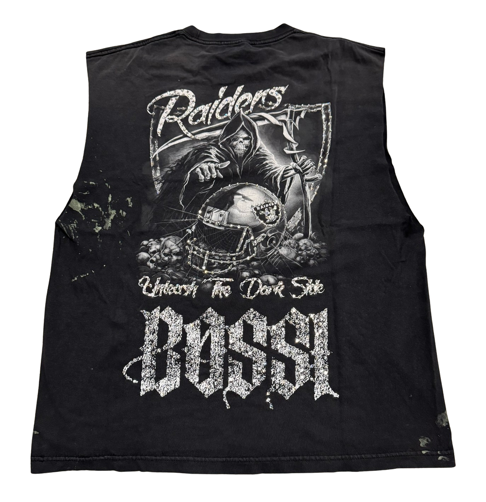 Bossi 'Raiders' Vintage Rhinestone Cutoff Tee