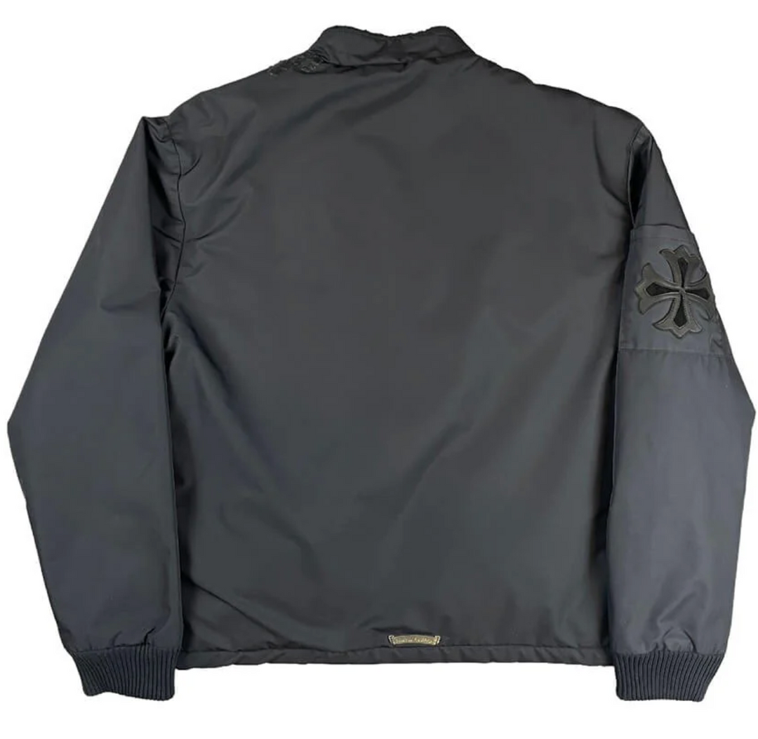Chrome Hearts 'Cobra' Nylon Racing Leather Cross Patch Jacket