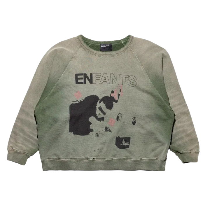Enfants Riches Déprimés 'My Death My Life Raglan' Green Sweatshirt