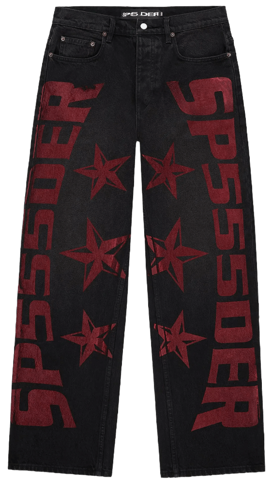 Sp5der 'Mx555' Black Denim Jeans