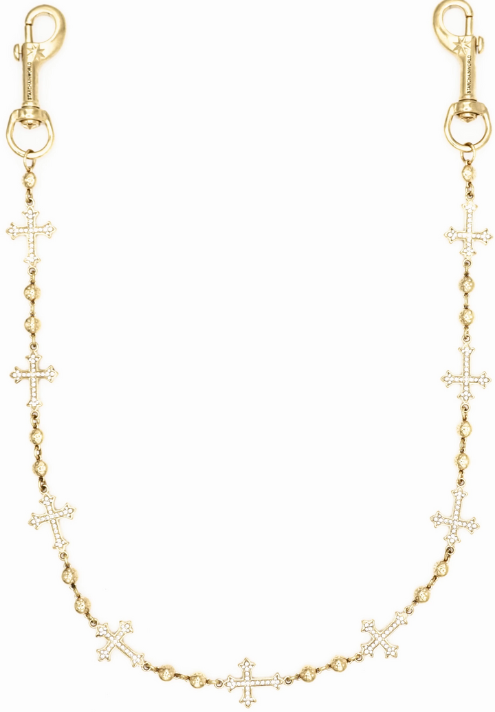 Starchain World 'White Gold' Cross Wallet Chain