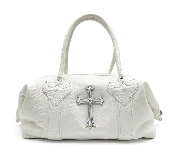 Chrome Hearts White Leather Mini Monica Bag