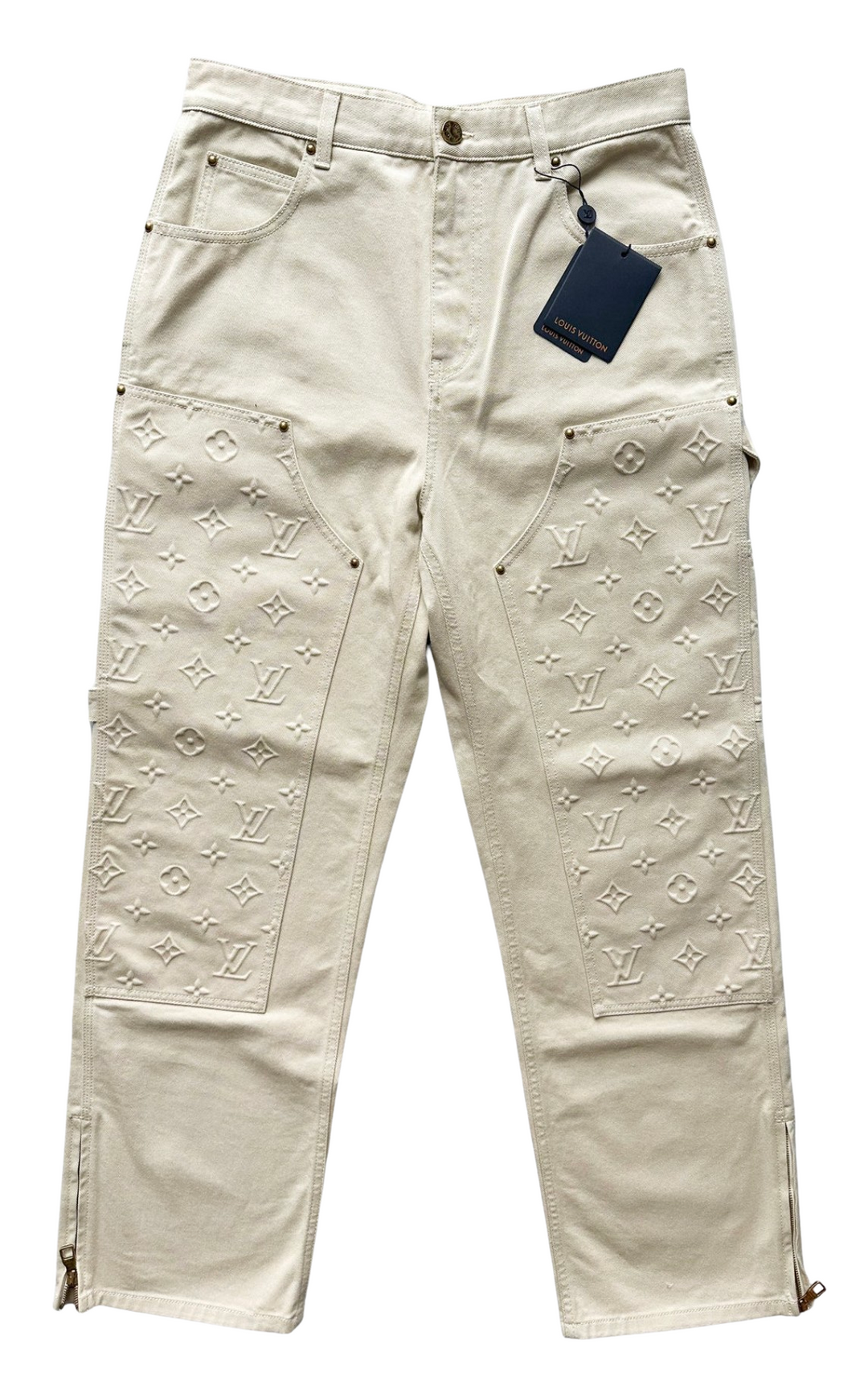 Louis Vuitton 'Cream' Monogram Workwear Denim Carpenter Pants