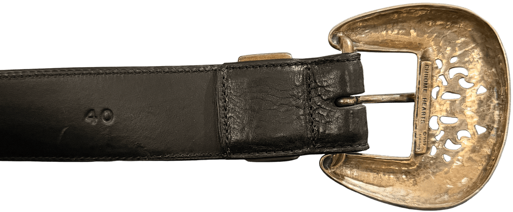 Chrome Hearts 'Floral Cross' 3 Piece Silver Black Belt