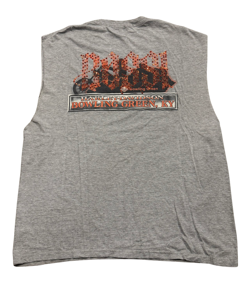 Bossi 'Bowling Green' Harley Davidson Vintage Rhinestone Cutoff Tee