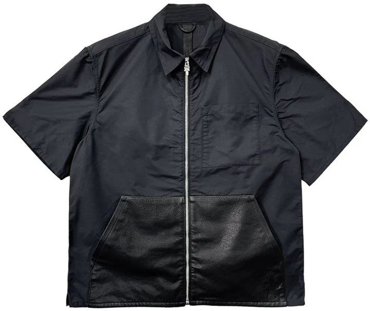 Chrome Hearts Nylon 'Leather Patchwork' Shortsleeve Zip Up Jacket
