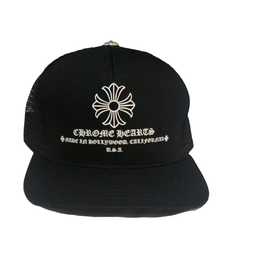 Chrome Hearts 'Plus Cross Hollywood' Black Trucker Hat