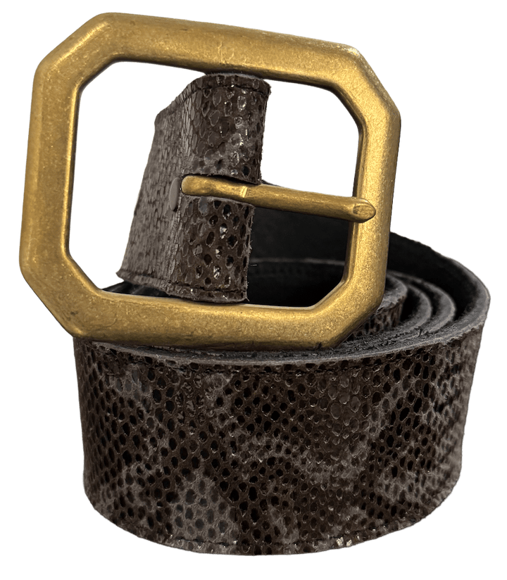 Black Grey Snakeskin Leather Belt