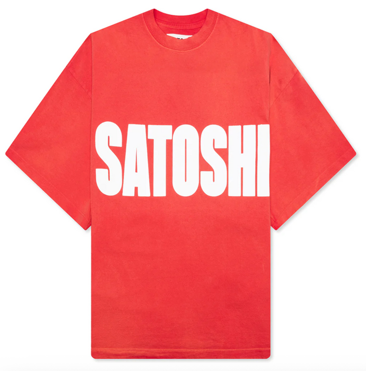Satoshi Nakamoto 'Red' Impact Logo Tee