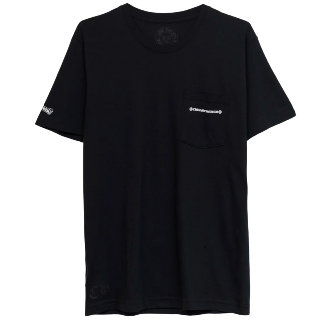 Chrome Hearts  'Black' Cemetery Cross Tire Tracks Black Pocket Tee