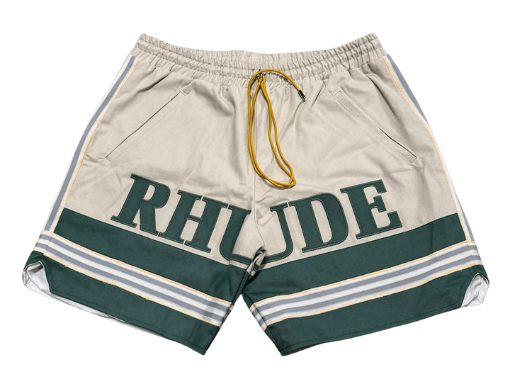 Rhude 'Graphic Print' Tan/Green Jogger Shorts