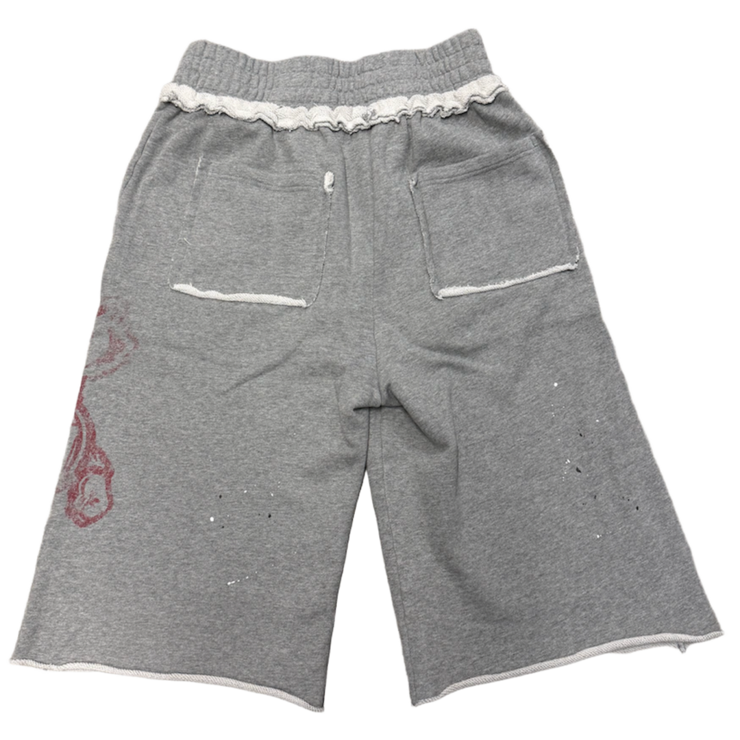 Saint Vanity 'Badgers' Distressed Long Sweat Shorts