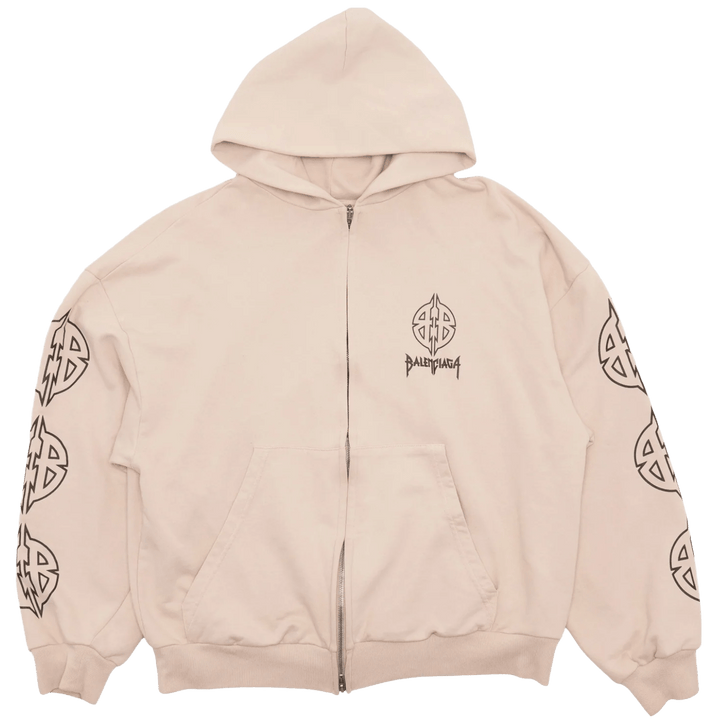 Balenciaga Metal BB Stencil Zip Up Hoodie 