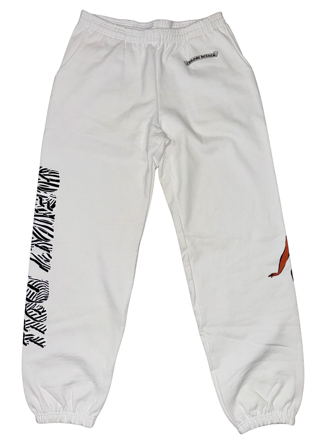 Chrome Hearts Deadly Doll 'Zebra Logo' White Sweatpants Chrome Hearts Deadly Doll 'Zebra Logo' White Sweatpants