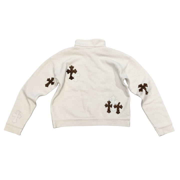 Chrome Hearts 'Cheetah Cross Patch' White Quarter Zip