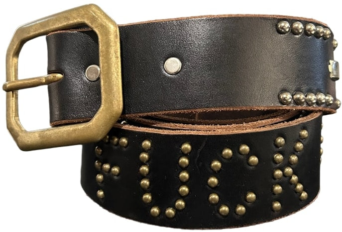 Studded 'Blue/Red Gem' Fuck Off Leather Belt