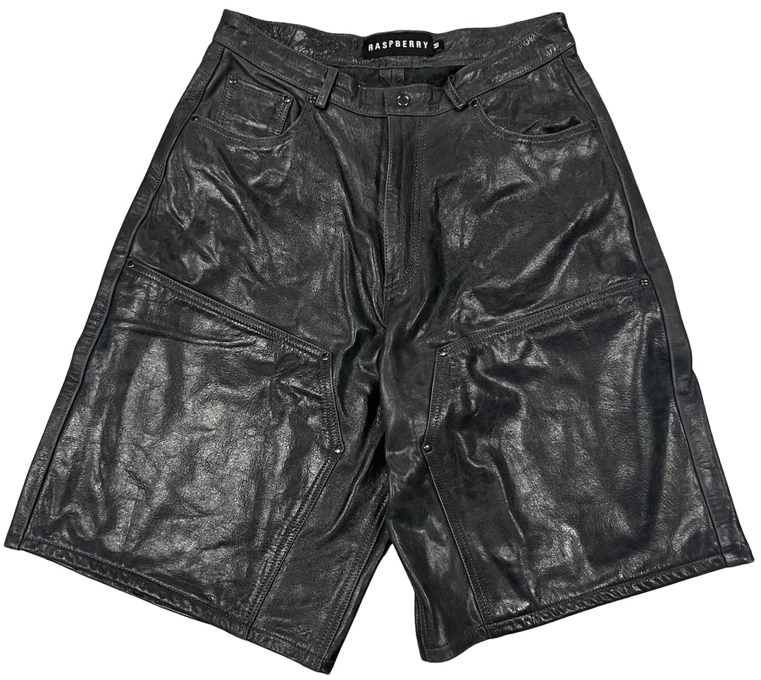 Gold+Vintage Gallery Raspberry Hills 'Black' Leather Shorts